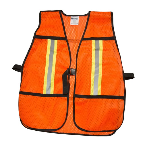 [HER.07.082] [137376] SURTEK Chaleco de seguridad de tela naranja con correas ajustables y cintas reflejantes