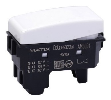 [AUT.01.473] [AM5001] BTICINO Interruptor sencillo matix 1P, 9/12, 16A, 250V, blanco