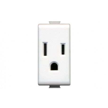 [AUT.01.649] [AM5028TS] BTICINO Tomacorriente Matix sencillo polarizado 2P, 15A, 127-250V- 60Hz, blanco