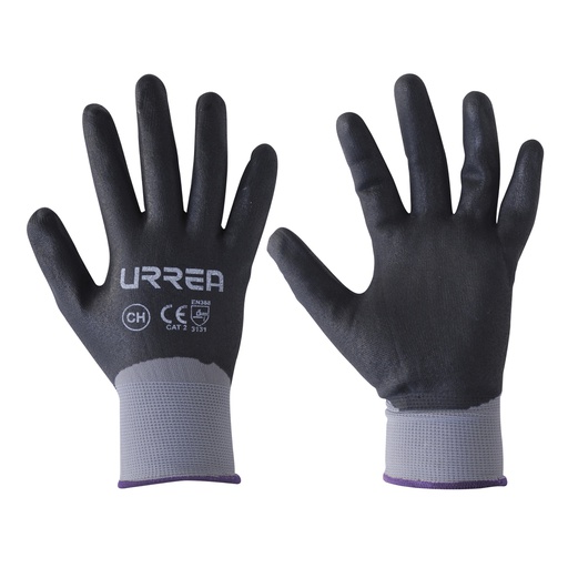 [HER.04.244] [USGNX] URREA Guantes de nylon con recubrimiento de poliuretano espumoso negro talla XL