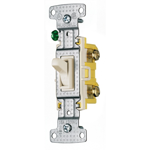 [WIR.03.110] [RS115LA] HUBBELL RS115LA Interruptor sencillo 15A, 120V, light almond