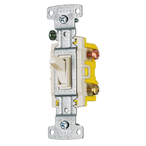 [WIR.03.138] [RS315LA] HUBBELL RS315LA Interruptor vaivén 3 vías, 15A, 120V AC, almond