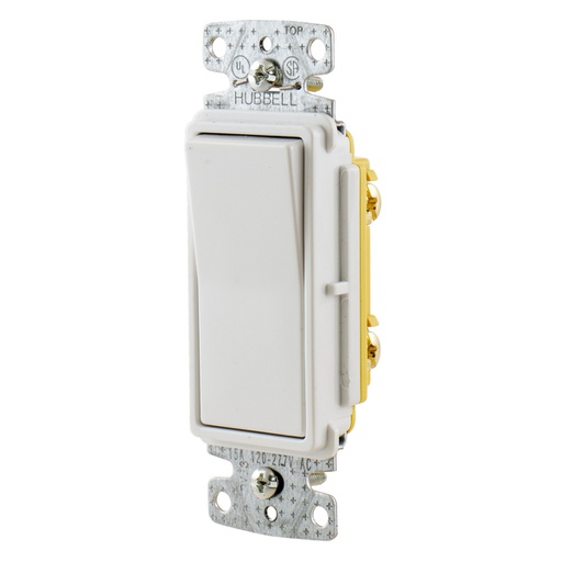 [WIR.03.113] [RSD115W] HUBBELL RSD115W Interruptor sencillo decorativo 1P, 15A, 120/277V AC, blanco