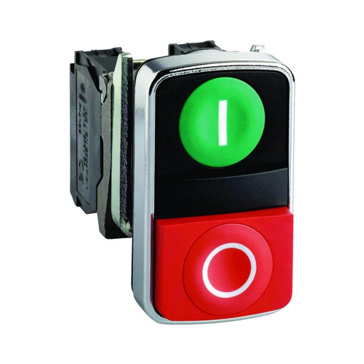 [AUT.04.196] [XB4BL73415] Pulsador doble luminoso verde/rojo XB4BL73415, 1NA+1NC, 24V,  Harmony XB4
