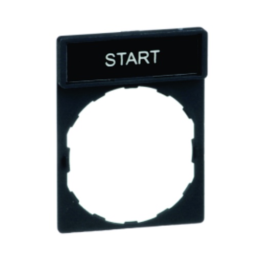 [AUT.04.117] [ZBY2303] Porta-etiqueta para pulsador 30 x 40mm con etiqueta "START"de 8 x 27mm, plástico, Harmony XB5 y Harmony XB4