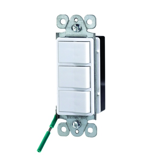 [WIR.03.789] [YQDS3K15N-W] Interruptor triple decorativo 15A, 120-277V, blanco, UL