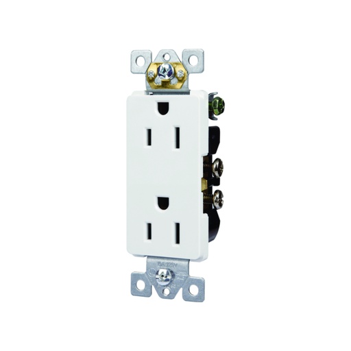 [WIR.03.755] [YQ15R-D-SW] Tomacorriente doble decorativo 15A, 120-277V, blanco, UL