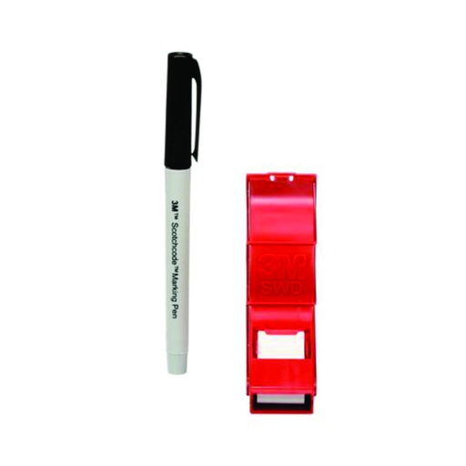 [CIN.01.054] [SWD19X35] Dispensador con cinta blanca marcadora de cables de 19mm x 35mm conboligrafo de ½"