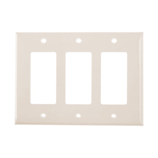 [WIR.03.798] [8833LA] Placa decorativa plástica de pared sin tornillos, 3 Gang, light almond, UL