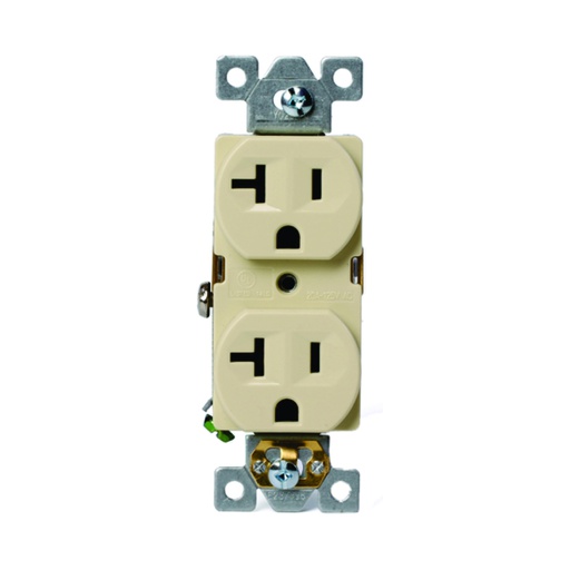 [WIR.03.813] [YQ20R-C-LA] Tomacorriente doble grado comercial, 20A, 125V, NEMA 5-20R, lightalmond, UL