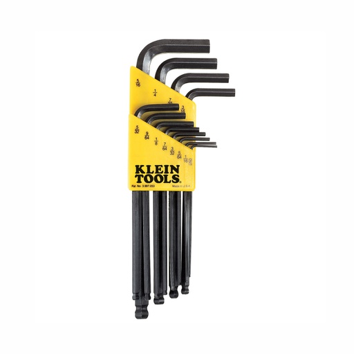 [HER.04.424] [BLK12] KLEIN Juego de llaves Allen tipo "L" con extremo de bola de 12 piezas con organizador