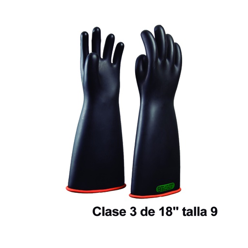 [HER.05.078] [MIU-Q46Y-9] NOVAX Guantes de protección de hule 18", clase 3, hasta 26500Vac, talla9